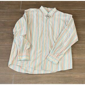 Alan Flusser Mens Shirt Size XXL Button Striped Long Sleeves Cotton Pocket